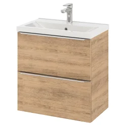 Meuble sous vasque suspendu faible profondeur effet chêne l.60 x H.60 x P.36 cm, GoodHome Imandra