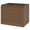 Meuble sous vasque suspendu effet noyer 2 tiroirs l.60 x H.48 x P.45 cm Levanna