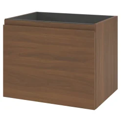 Meuble sous vasque suspendu effet noyer 2 tiroirs l.60 x H.48 x P.45 cm Levanna