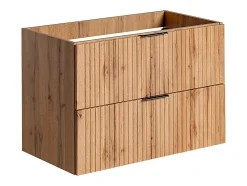 Meuble sous vasque suspendu strié - Naturel clair - L80 cm - ZEVARA