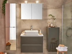 Meuble sous vasque suspendu gris taupe brillant l.100 x H.60 x P.45 cm, GoodHome Imandra