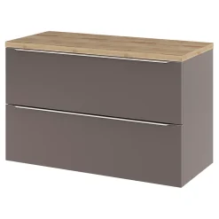 Meuble sous vasque suspendu gris taupe brillant l.100 x H.60 x P.45 cm, GoodHome Imandra
