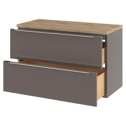Meuble sous vasque suspendu gris taupe brillant l.100 x H.60 x P.45 cm, GoodHome Imandra