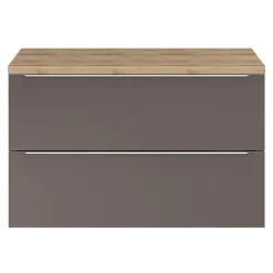 Meuble sous vasque suspendu gris taupe brillant l.100 x H.60 x P.45 cm, GoodHome Imandra