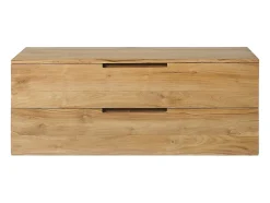 Meuble sous vasque suspendu en teck clair - 2 tiroirs - 115 cm - BIMBING