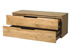 Meuble sous vasque suspendu en teck clair - 2 tiroirs - 115 cm - BIMBING