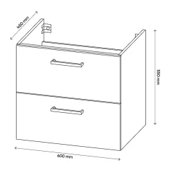 Meuble sous vasque suspendu blanc brillant l.60 x H.55 x P.45 cm, Opah