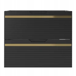 Meuble sous vasque suspendu VESPER noir 60 cm - bande décorative dorée