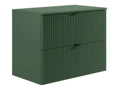 Meuble sous vasque suspendu strié avec planche - Vert mat - 80 cm - ZEVINI