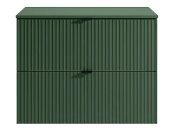 Meuble sous vasque suspendu strié avec planche - Vert mat - 80 cm - ZEVINI