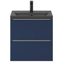 Meuble sous vasque suspendu faible profondeur bleu nuit mat l.60 x H.60 x P.36 cm, GoodHome Imandra