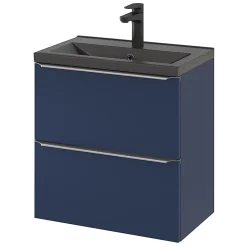 Meuble sous vasque suspendu faible profondeur bleu nuit mat l.60 x H.60 x P.36 cm, GoodHome Imandra