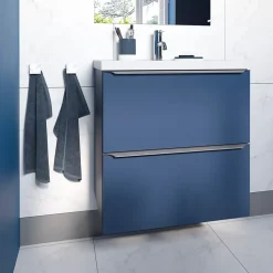 Meuble sous vasque suspendu faible profondeur bleu nuit mat l.60 x H.60 x P.36 cm, GoodHome Imandra