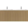 Meuble sous vasque suspendu effet chêne miel l.120 cm pour double vasque, Pura