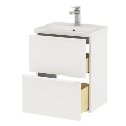 Meuble sous vasque suspendu faible profondeur blanc mat l.50 x H.60 x P.36 cm, GoodHome Imandra