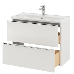 Meuble sous vasque suspendu faible profondeur blanc brillant l.80 x H.60 x P.36 cm, GoodHome Imandra