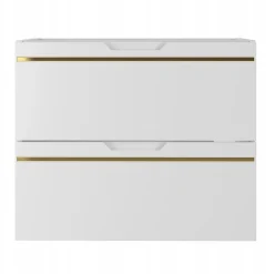 Meuble sous vasque suspendu ESPERO blanc 60 cm - bande décorative dorée