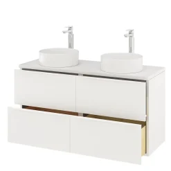 Meuble sous vasque suspendu blanc mat l.120 x H.60 x P.45 cm, GoodHome Imandra