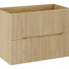Meuble sous vasque suspendu strié - Naturel clair - L80 cm - ORISO