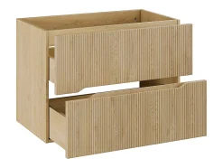 Meuble sous vasque suspendu strié - Naturel clair - L80 cm - ORISO