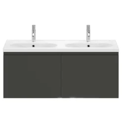 Meuble sous vasque suspendu gris anthracite mat 4 tiroirs l.120 x H.48 x P.45 cm, GoodHome Levanna