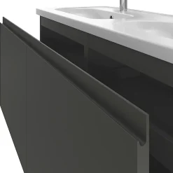Meuble sous vasque suspendu gris anthracite mat 4 tiroirs l.120 x H.48 x P.45 cm, GoodHome Levanna
