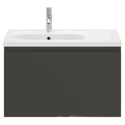 Meuble sous vasque suspendu gris anthracite mat 2 tiroirs l.80 x H.48 x P.45 cm Levanna