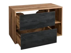 Meuble sous vasque suspendu coloris naturel et anthracite - 100 cm - TIKITIKI