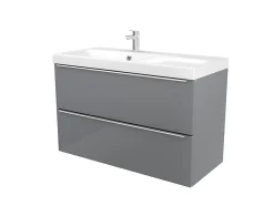 Meuble sous vasque suspendu gris brillant l.100 x H.60 x P.45 cm, GoodHome Imandra