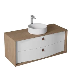 Meuble sous vasque suspendu blanc mat 2 tiroirs l.120 x H.50 x P.50 cm, Decotec Havana