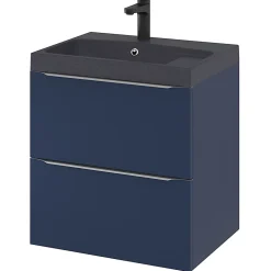 Meuble sous vasque suspendu bleu nuit mat l.60 x H.60 x P.45 cm, GoodHome Imandra