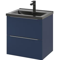 Meuble sous vasque suspendu bleu nuit mat l.60 x H.60 x P.45 cm, GoodHome Imandra
