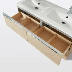 Meuble sous vasque suspendu effet chêne l.120 x H.60 x P.45 cm, GoodHome Imandra