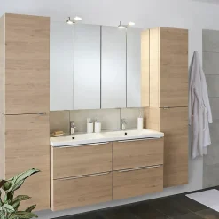 Meuble sous vasque suspendu effet chêne l.120 x H.60 x P.45 cm, GoodHome Imandra