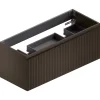 Meuble sous vasque suspendu effet noyer l.120 cm pour double vasque, Pura