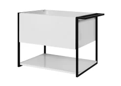 Meuble sous vasque suspendu LOV avec porte-serviettes blanc brillant et noir 80 cm