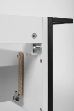 Meuble sous vasque suspendu LOV avec porte-serviettes blanc brillant et noir 80 cm