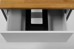 Meuble sous vasque suspendu LOV avec porte-serviettes blanc brillant et noir 80 cm