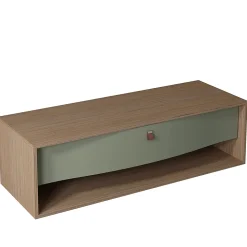 Meuble sous vasque suspendu vert fougère mat 1 tiroir l.140 x H.40 x P.50 cm, Decotec Havana