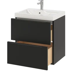 Meuble sous vasque suspendu noir mat l.60 x H.60 x P.45 cm, GoodHome Imandra
