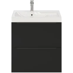 Meuble sous vasque suspendu noir mat l.60 x H.60 x P.45 cm, GoodHome Imandra