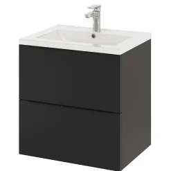 Meuble sous vasque suspendu noir mat l.60 x H.60 x P.45 cm, GoodHome Imandra