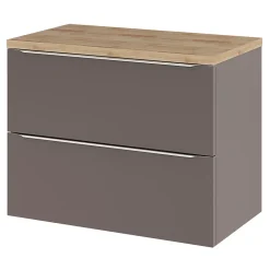 Meuble sous vasque suspendu gris taupe brillant l.80 x H.60 x P.45 cm, GoodHome Imandra