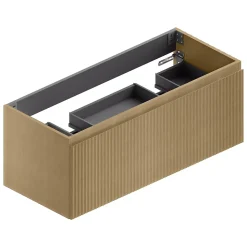 Meuble sous vasque suspendu placage chêne miel strié l.120 x H.46,5 x P.50,5 cm pour double vasque, Pura+