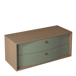 Meuble sous vasque suspendu vert fougère mat 2 tiroirs l.120 x H.50 x P.50 cm, Decotec Havana