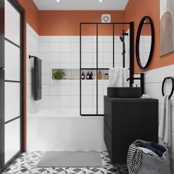 Meuble sous vasque suspendu faible profondeur noir mat l.80 x H.60 x P.36 cm, GoodHome Imandra