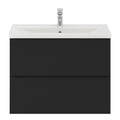 Meuble sous vasque suspendu faible profondeur noir mat l.80 x H.60 x P.36 cm, GoodHome Imandra