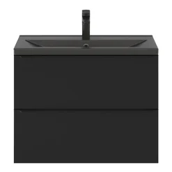 Meuble sous vasque suspendu faible profondeur noir mat l.80 x H.60 x P.36 cm, GoodHome Imandra