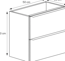 Meuble sous vasque suspendu faible profondeur effet chêne l.50 x H.60 x P.36 cm, GoodHome Imandra