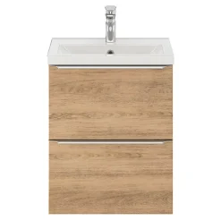 Meuble sous vasque suspendu faible profondeur effet chêne l.50 x H.60 x P.36 cm, GoodHome Imandra